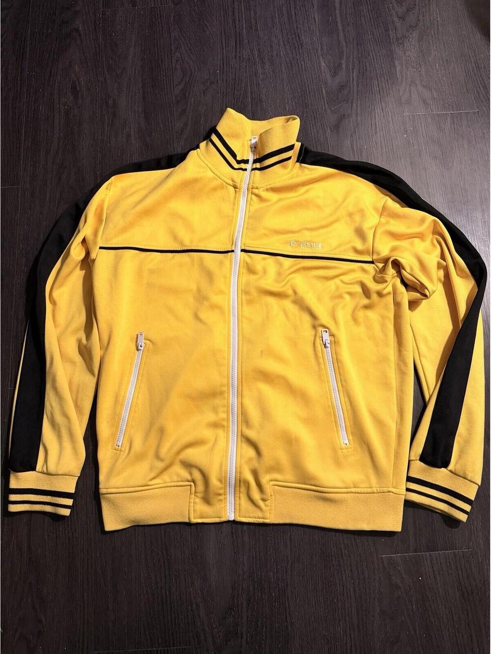Vintage Diesel Y2K  "Kill Bill" Full Zip Track Jacket Yellow Black Stripe Men XL